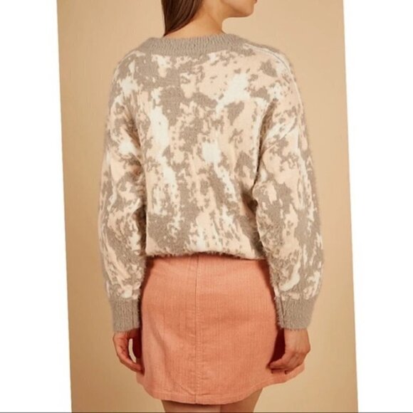 FRNCH Paris Abstract Sweater Crewneck Gray Pink - Picture 2 of 10